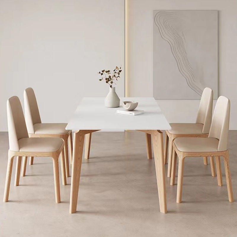 Modern 1/2/4/5/6/7 Pieces Dining Table Set Stone Rectangle Furniture in White