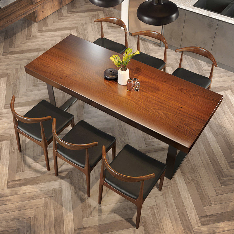 Industrial 1/4/5/7 Pieces Furniture Solid Wood Rectangle Dining Room Set in Brown