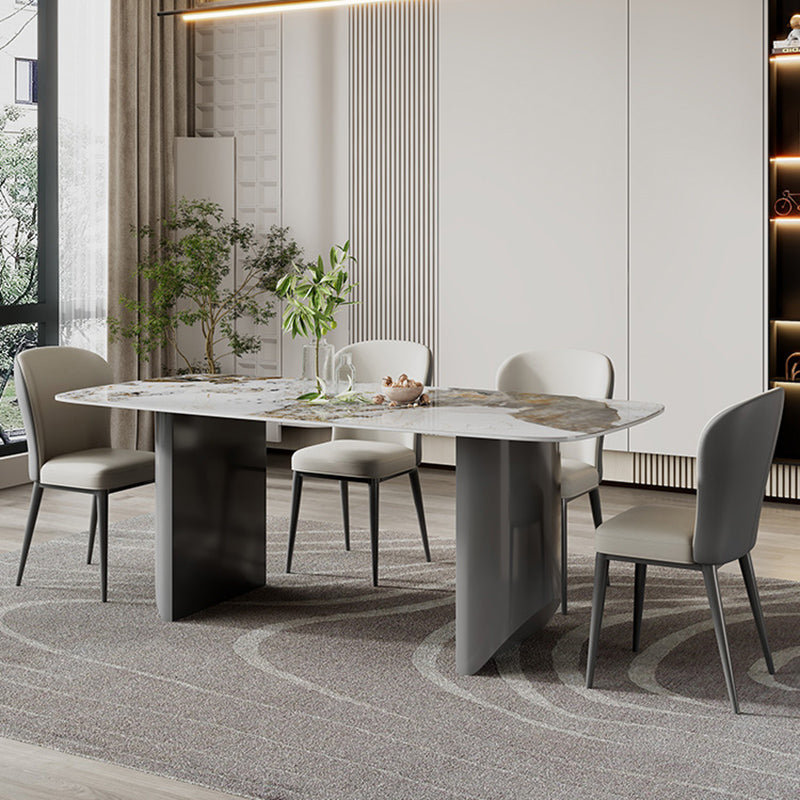 Rectangular Dining Table Set 1/2/5/7 Pieces White Stone Dining Set for Kitchen