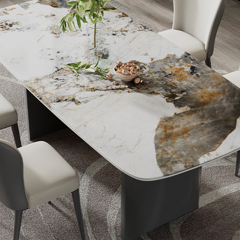 Rectangular Dining Table Set 1/2/5/7 Pieces White Stone Dining Set for Kitchen