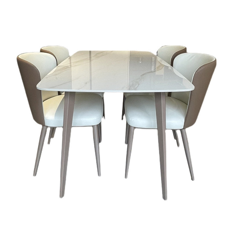Medieval Modern Stone Dining Table with 4 Legs Pedestal Table for Kitchen