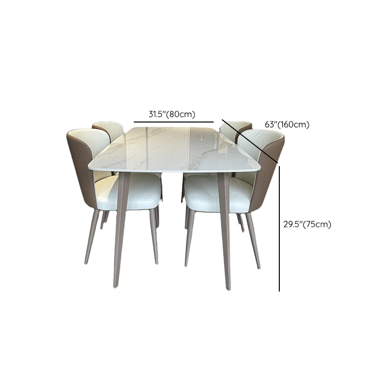 Medieval Modern Stone Dining Table with 4 Legs Pedestal Table for Kitchen