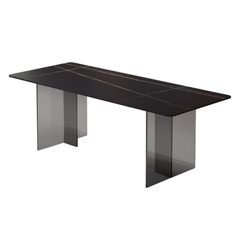 Medieval Modern Stone Dining Table Double Pedestal Base Table for Kitchen