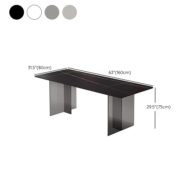 Medieval Modern Stone Dining Table Double Pedestal Base Table for Kitchen