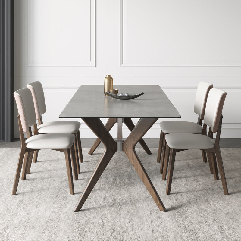 Medieval Modern Stone Dining Table Trestle Base Table for Dining Room