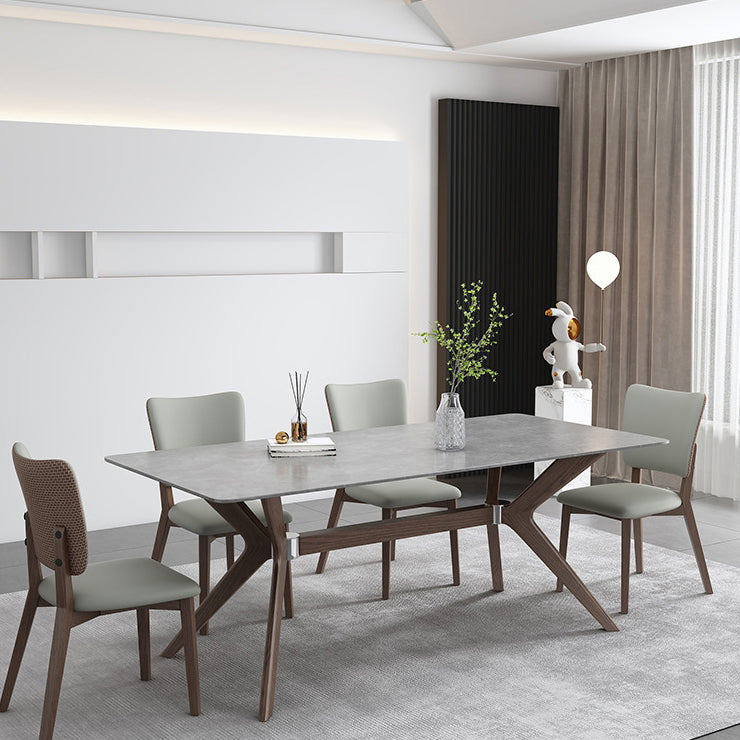 Medieval Modern Stone Dining Table Trestle Base Table for Dining Room