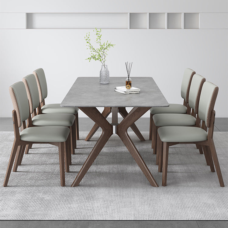 Medieval Modern Stone Dining Table Trestle Base Table for Dining Room