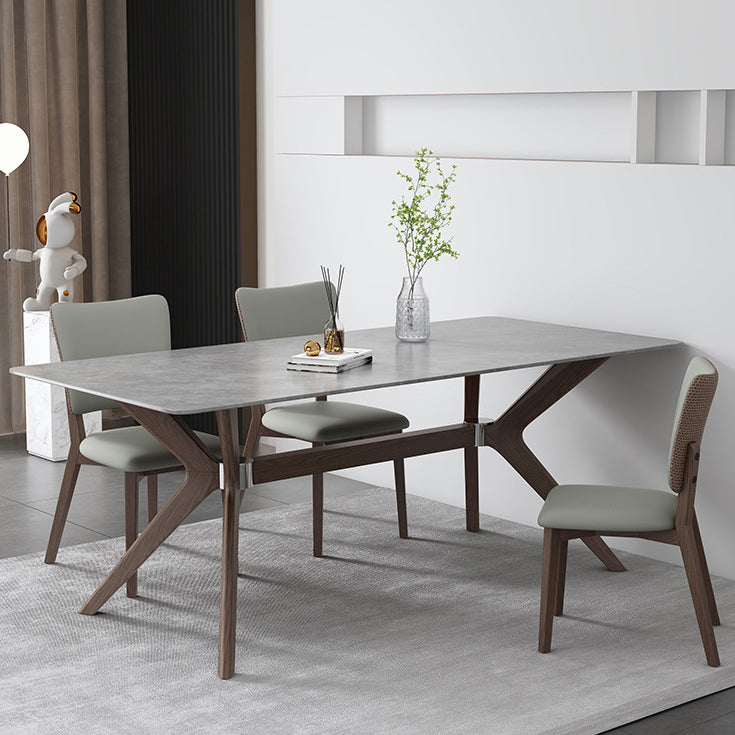 Medieval Modern Stone Dining Table Trestle Base Table for Dining Room