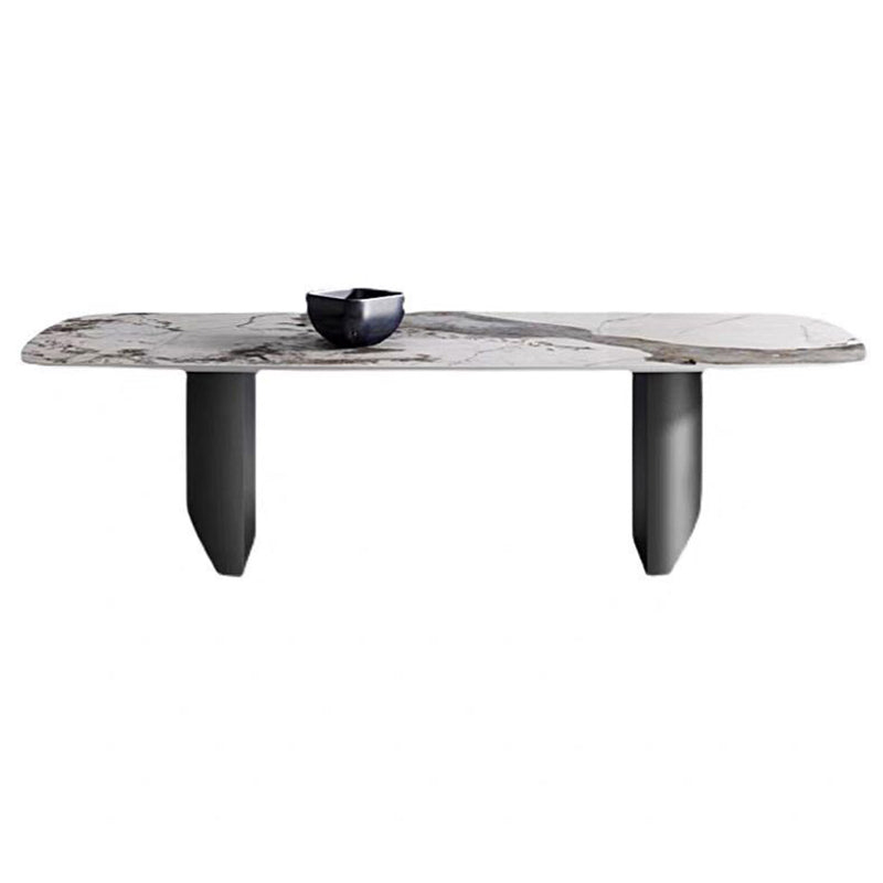 Stone Modern Dining Table Double Pedestal Table for Dining Room