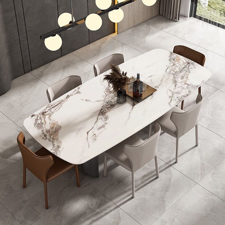 Stone Modern Dining Table Double Pedestal Table for Dining Room