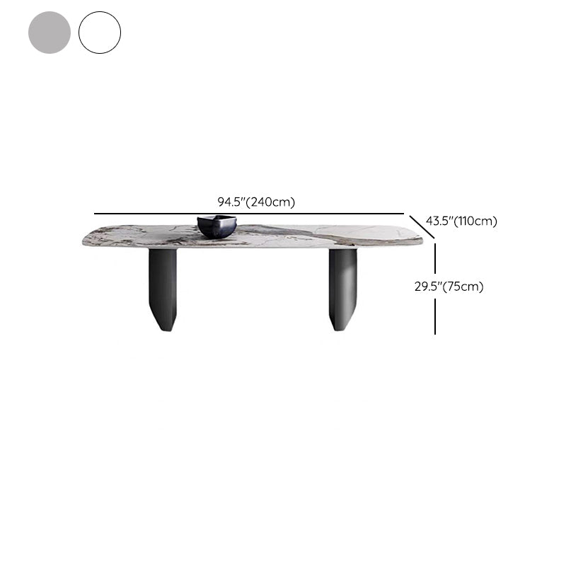 Stone Modern Dining Table Double Pedestal Table for Dining Room