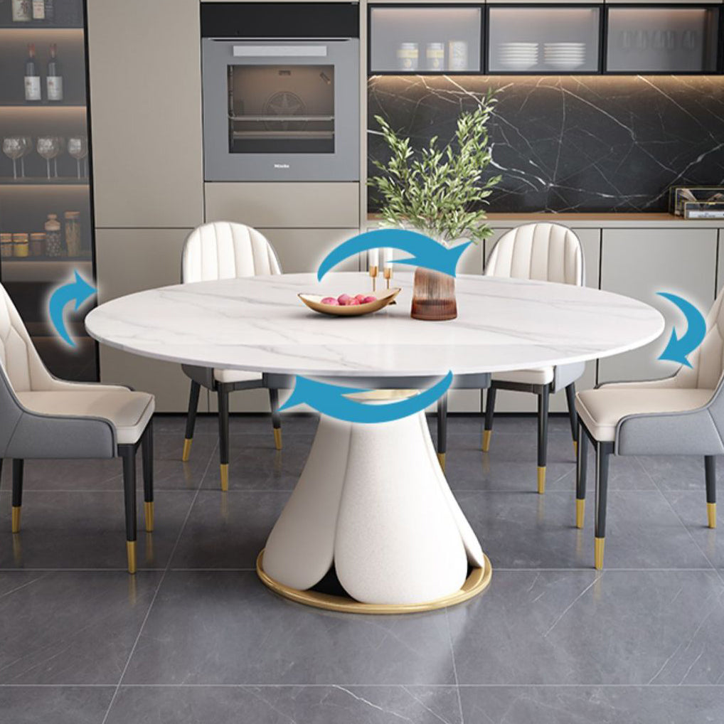 Modern Pedestal Round Dining Table Stone Table for Dining Room Kitchen