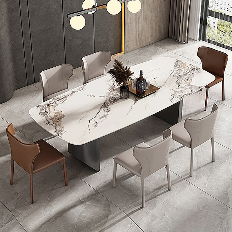 Industrial Rectangle Dining Table Sintered Stone Table with Metal Legs