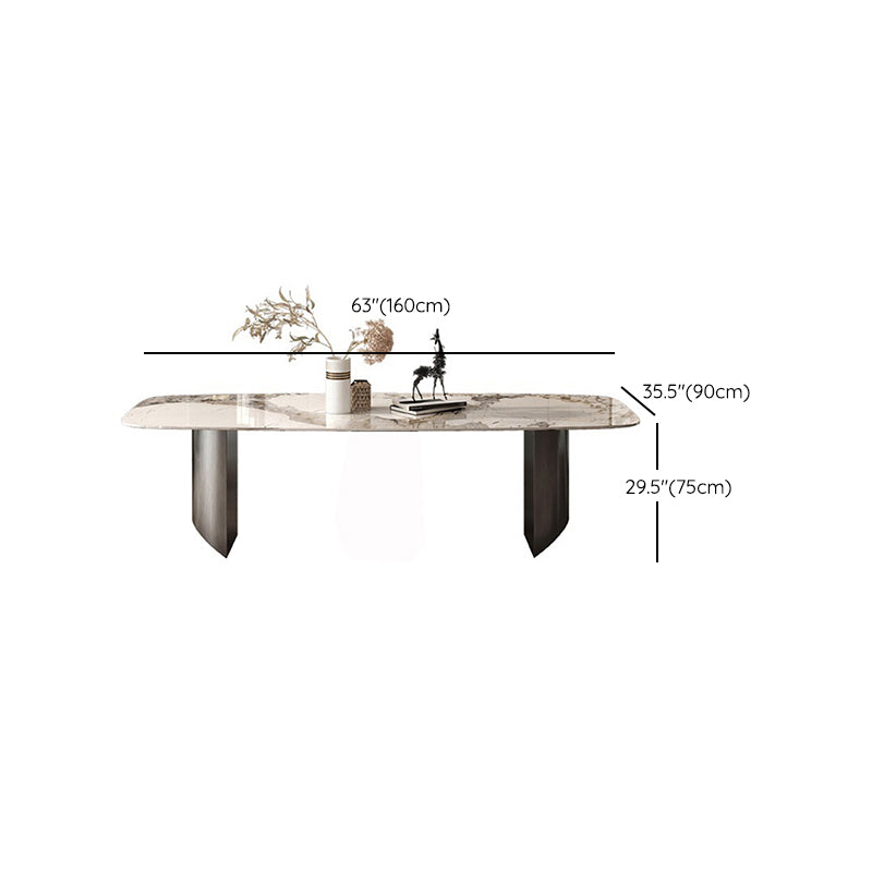 Industrial Rectangle Dining Table Sintered Stone Table with Metal Legs