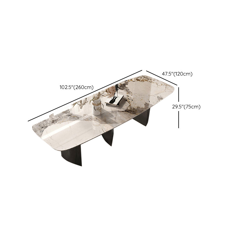 Industrial Rectangle Dining Table Sintered Stone Table with Metal Legs