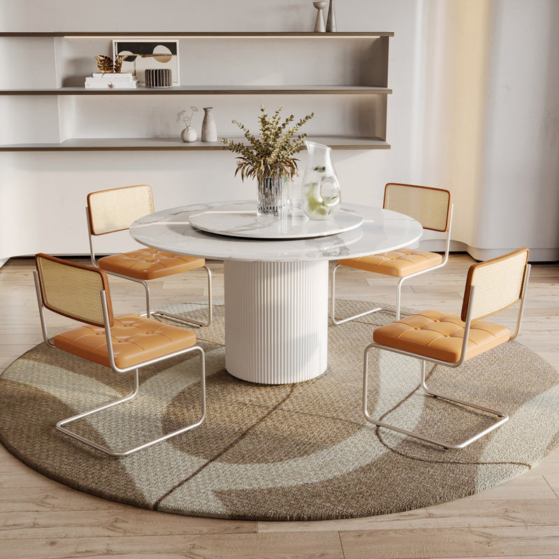 Modern Pedestal White Dining Table Stone Table for Dining Room