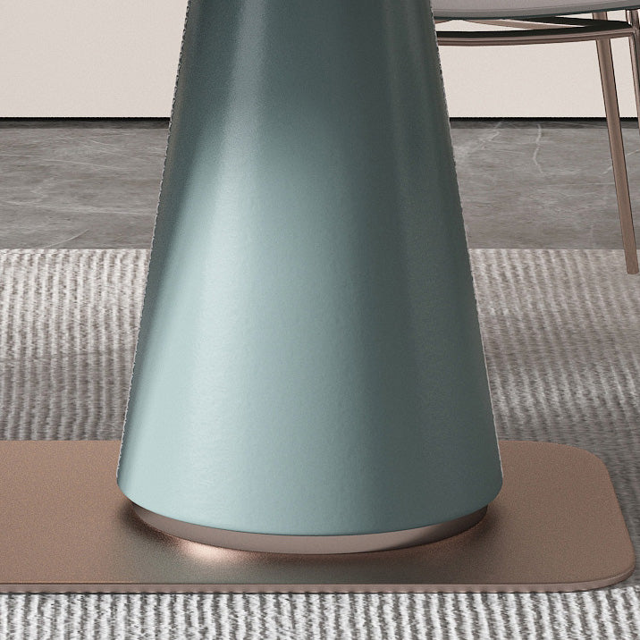 Glam Rectangle Dining Table Sintered Stone Table with Metal Base for Kitchen