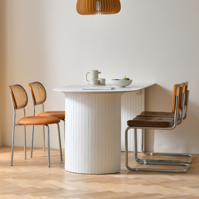 Modern Stone Dining Table Double Pedestal Table for Dining Room