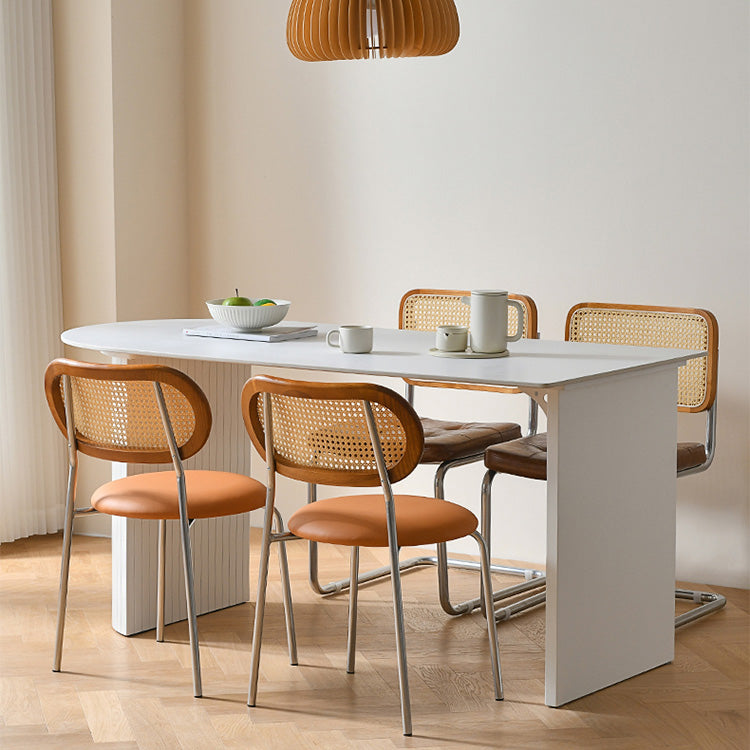 Modern Stone Dining Table Double Pedestal Table for Dining Room