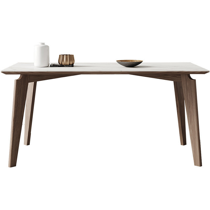 Industrial Style Dining Table Sintered Stone Table with Wooden Legs for Home Use