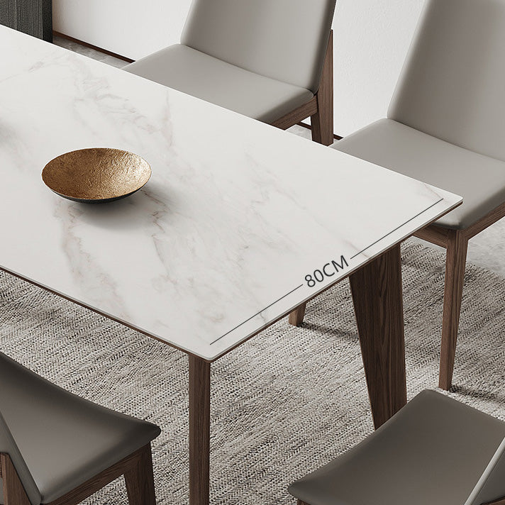 Industrial Style Dining Table Sintered Stone Table with Wooden Legs for Home Use
