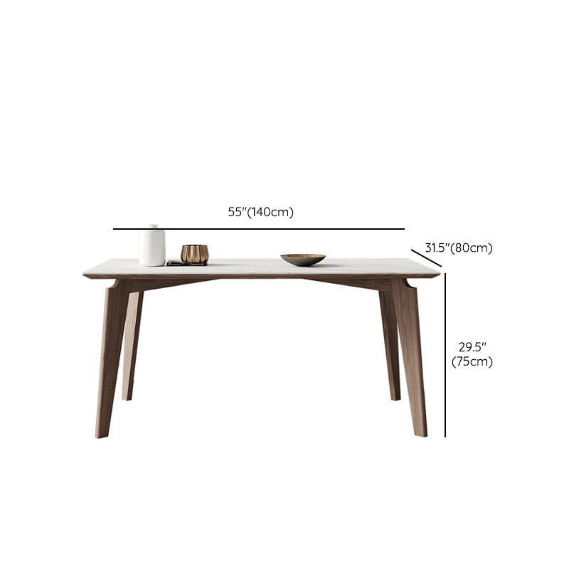 Industrial Style Dining Table Sintered Stone Table with Wooden Legs for Home Use