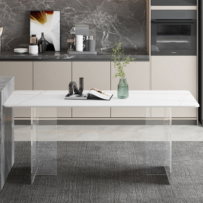 Medieval Modern Stone Dining Table Acrylic Base Table for Dining Room
