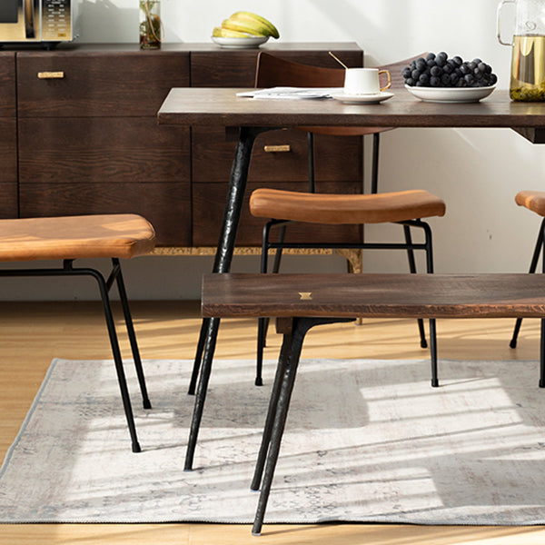 Glam Style Oak Wood Dining Table 4 Legs Table for Living Room