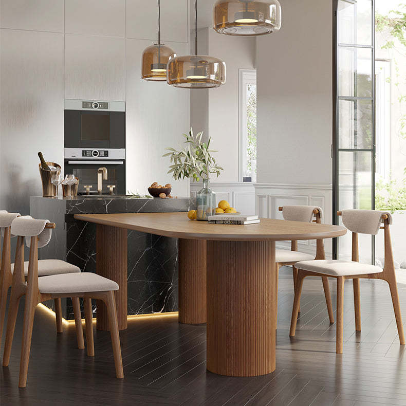 Modern Pine Wood Dining Table 3 Wooden Legs Table for Dining Room