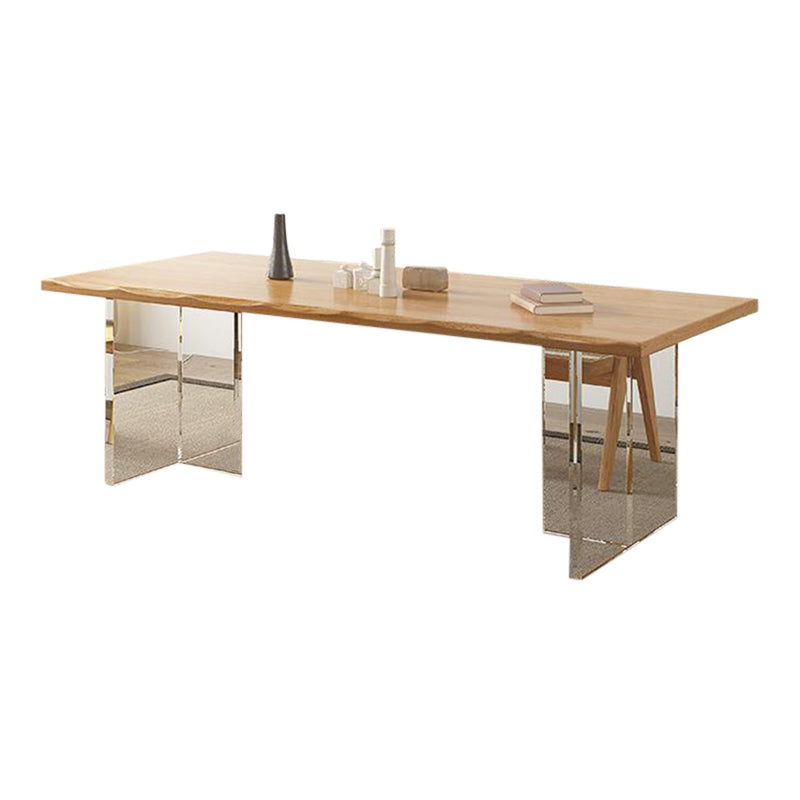 Modern Dining Wood Table Dining Rectangle Table with Plastic Legs