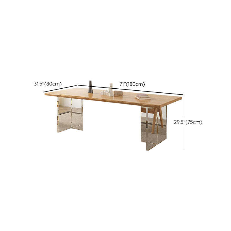 Modern Dining Wood Table Dining Rectangle Table with Plastic Legs