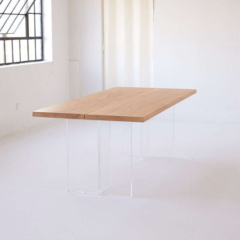 Industrial Dining Wood Table Dining Rectangle Table with Plastic Legs