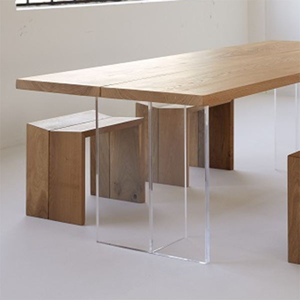 Industrial Dining Wood Table Dining Rectangle Table with Plastic Legs