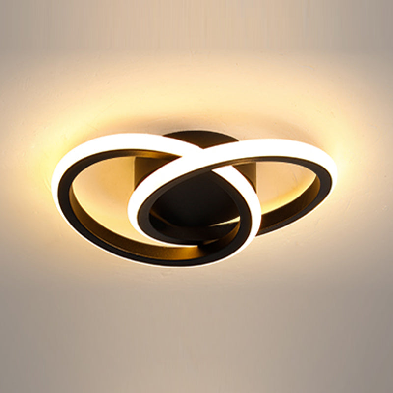 Round Shape Metal Flush Mount Light Modern Style 2 Lights Ceiling Mount Light