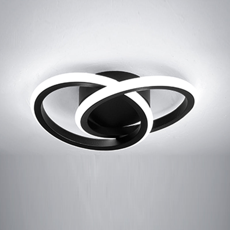 Round Shape Metal Flush Mount Light Modern Style 2 Lights Ceiling Mount Light