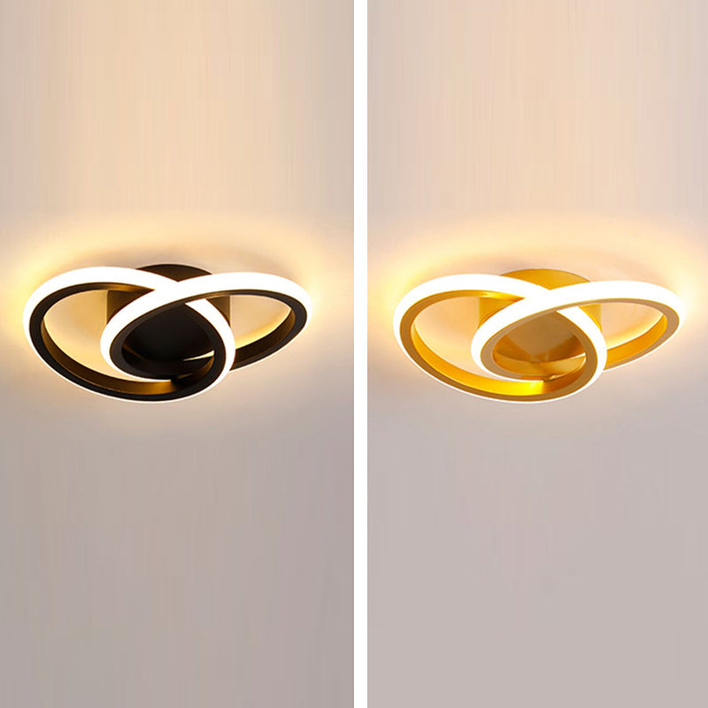 Round Shape Metal Flush Mount Light Modern Style 2 Lights Ceiling Mount Light