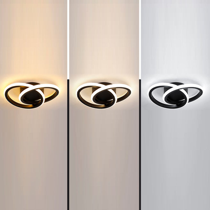 Round Shape Metal Flush Mount Light Modern Style 2 Lights Ceiling Mount Light