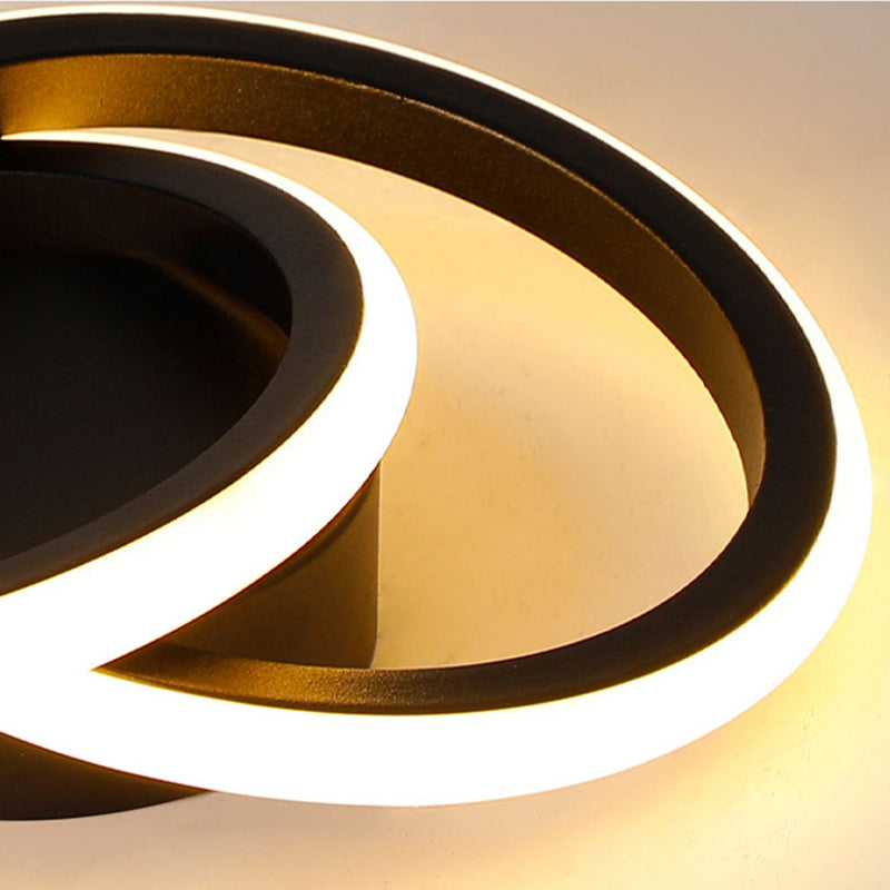 Round Shape Metal Flush Mount Light Modern Style 2 Lights Ceiling Mount Light