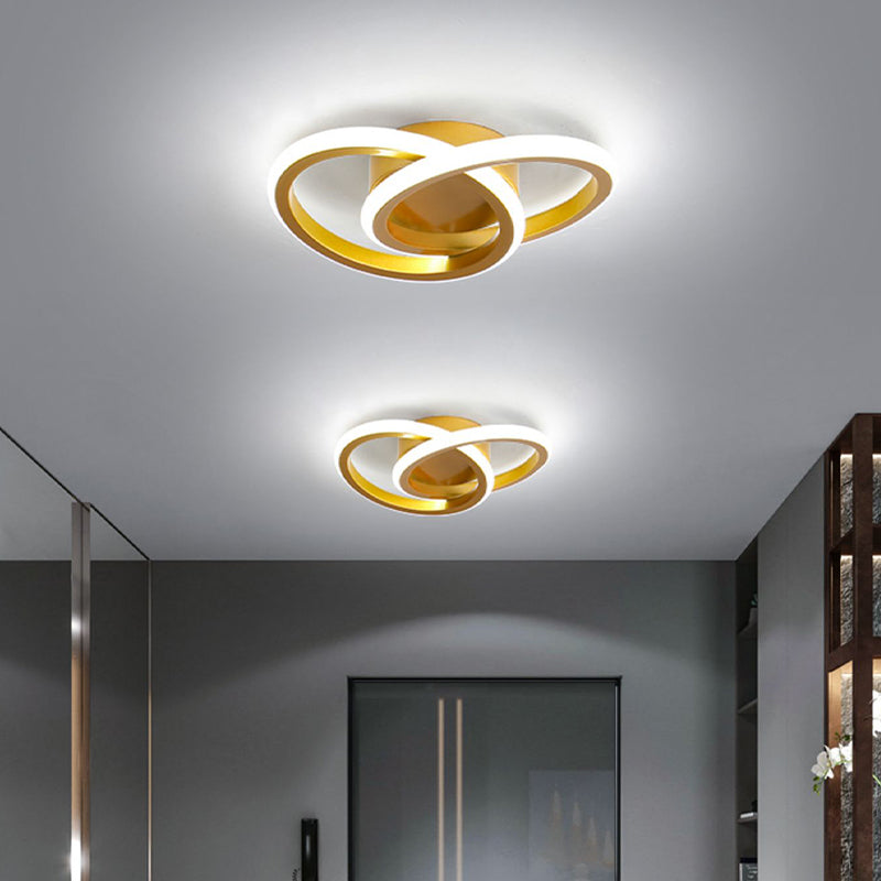 Round Shape Metal Flush Mount Light Modern Style 2 Lights Ceiling Mount Light