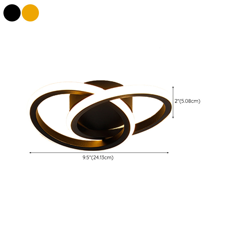 Round Shape Metal Flush Mount Light Modern Style 2 Lights Ceiling Mount Light