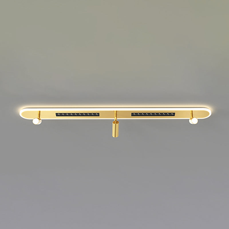 Linear Shape Flush Lights Modern Style Metal 4 Lights Flush Mount Fixture