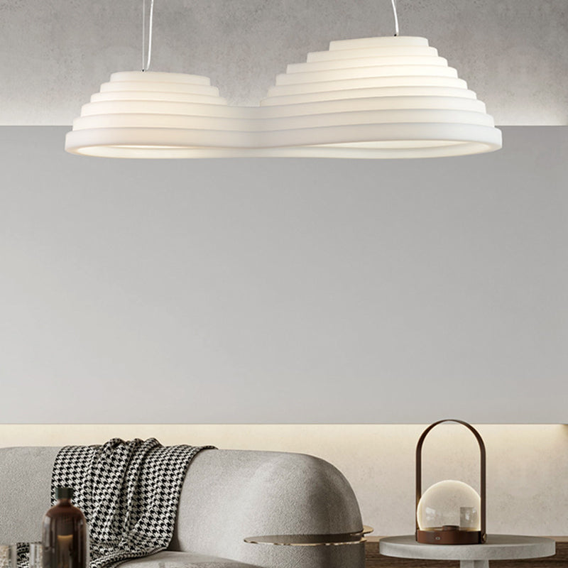 2 - Light Unique Kitchen Island Fixture in White Iron and Plastic Ceiling Pendant Light