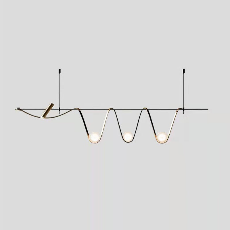 Modern Style Wave Shape Island Pendants Metal Pendant Lights for Dining Room