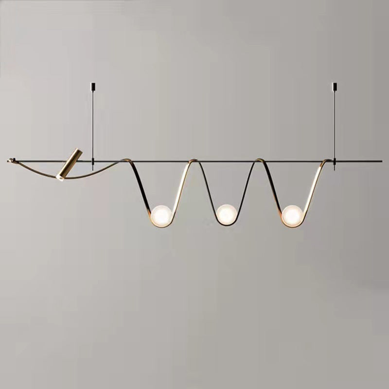 Modern Style Wave Shape Island Pendants Metal Pendant Lights for Dining Room