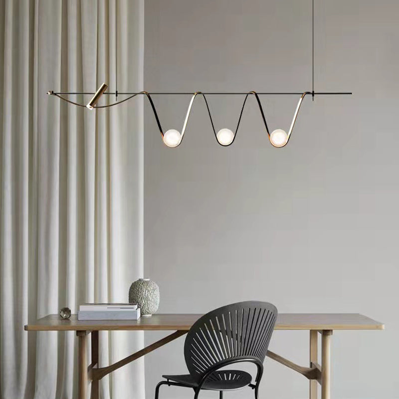Modern Style Wave Shape Island Pendants Metal Pendant Lights for Dining Room
