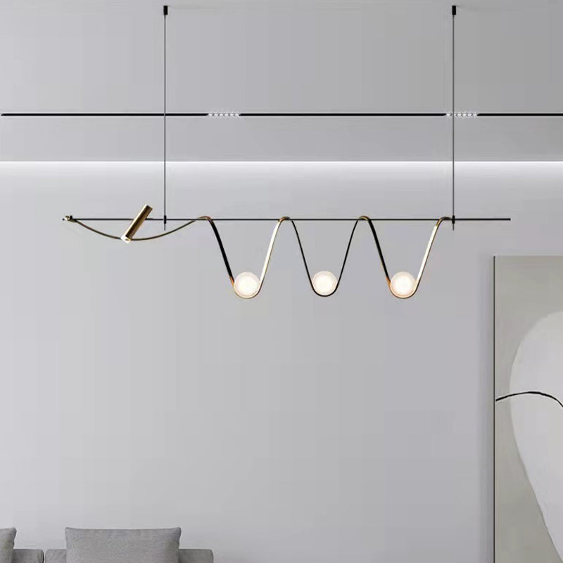 Modern Style Wave Shape Island Pendants Metal Pendant Lights for Dining Room