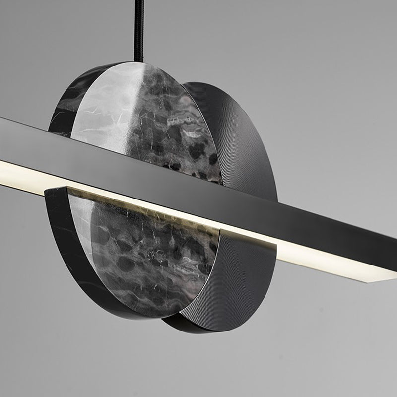 Linear Shape Hanging Island Lights Modern Chandelier Light Fixture in Black