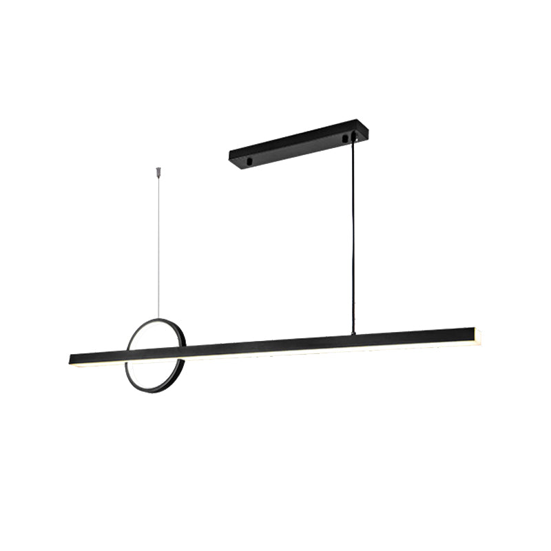 Linear Hanging Island Lights Modern Metal Chandelier Light in Black for Dining Room