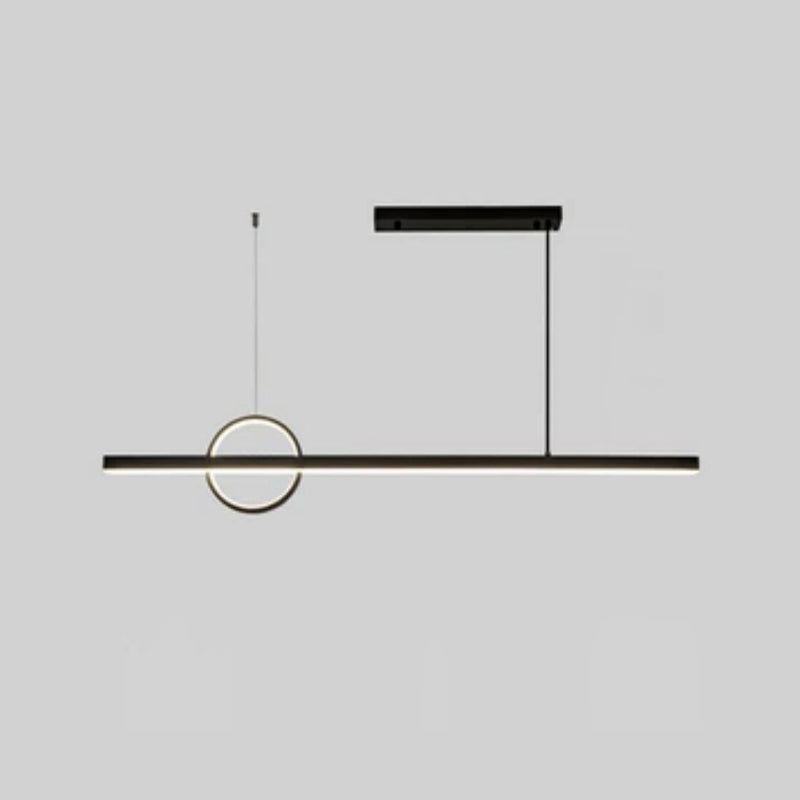 Linear Hanging Island Lights Modern Metal Chandelier Light in Black for Dining Room
