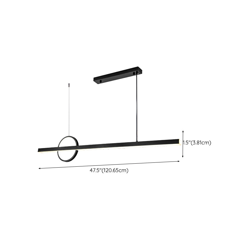 Linear Hanging Island Lights Modern Metal Chandelier Light in Black for Dining Room